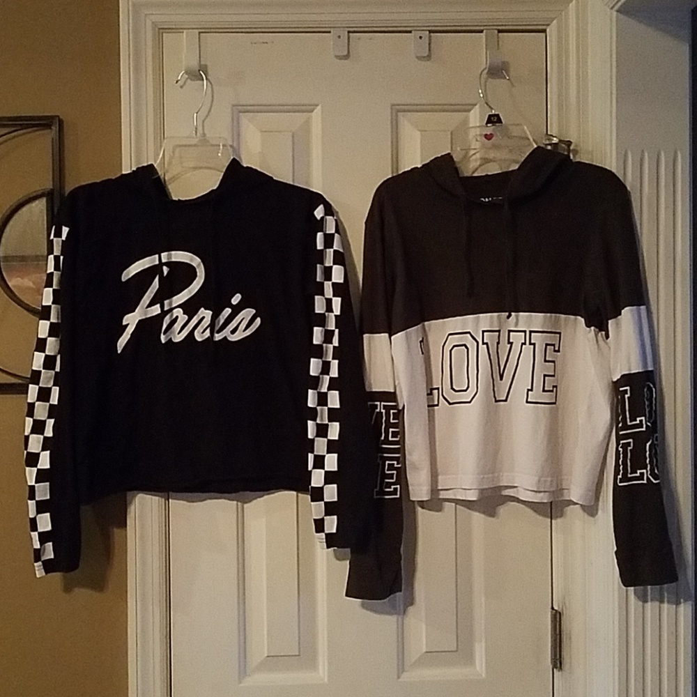 2 long sleeve juniors shirts w/hoodies by On Fire